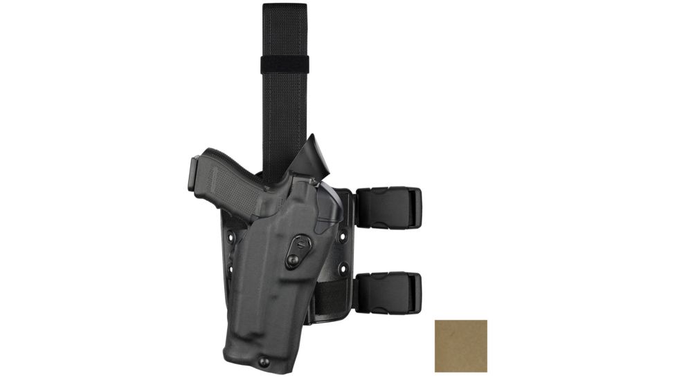 Safariland Model 6384RDS-SP10 ALS OMV Drop Leg Holster, S&amp;W M&amp;P 9mm/.40 &amp; M&amp;P 2.0 .40 only w/Sure Fire X300, Right Hand, Plain, Single Strap, Drop Flex Adapter, Flat Dark Earth, 6384RDS-2192-551-MS25