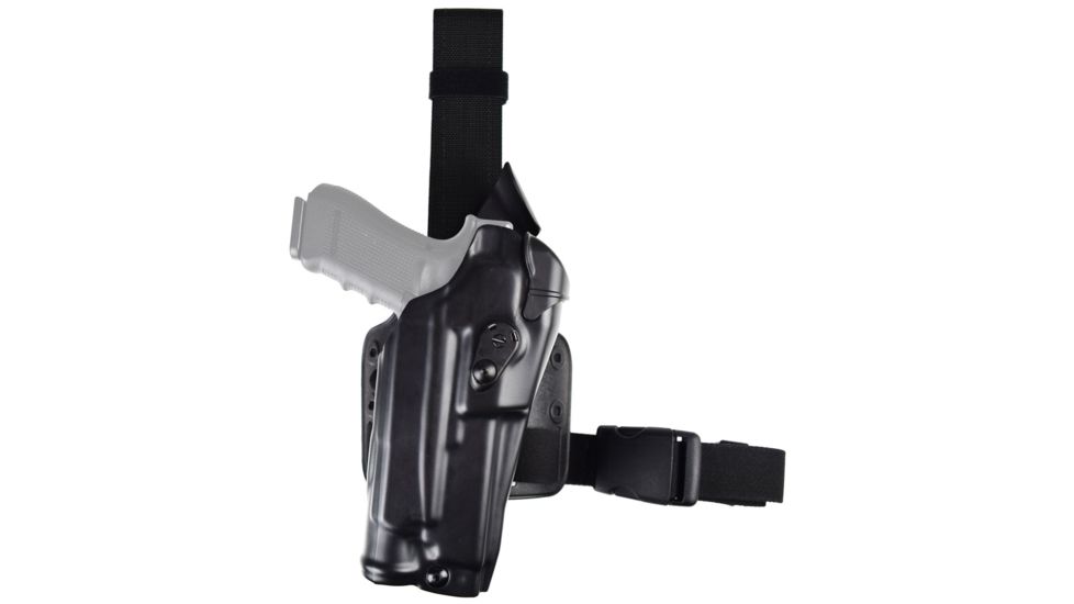 Safariland Model 6384RDS-SP10 ALS OMV Drop Leg Holster, S&amp;W M&amp;P 9L 5in w/o Thumb Safety w/SF X200/X300, Right Hand, STX Plain, No Thumb Safety, Single Strap, Black, 6384RDS-8192-131-SP10