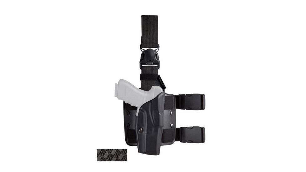Safariland Model 6385 ALS/OMV Drop-Leg Glock Holster, Glock 20/Glock 21, Left Hand, STX Basket Weave, Black, 6385-3832-482