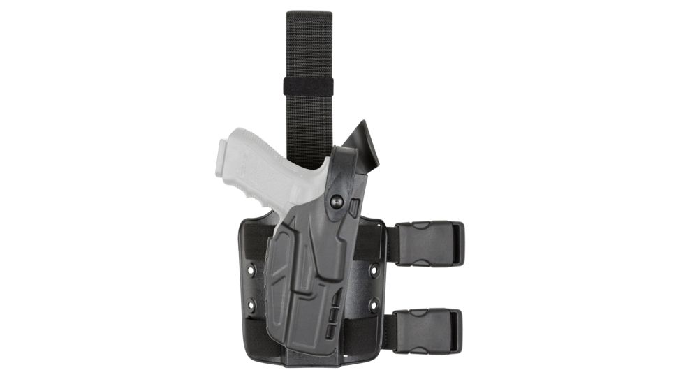 Safariland Model 7004 7TS SLS Drop-Leg Glock Holster, Glock 20/Glock 21, Right Hand, w/ SureFire X300U-Light Attachment, STX Plain, Black, 7004-3832-411