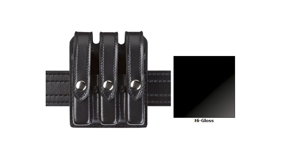 Safariland Model 777 Slim Triple Mag Pouch w/Flap Hi-Gloss Black Fits Glock 17 777-83-9B