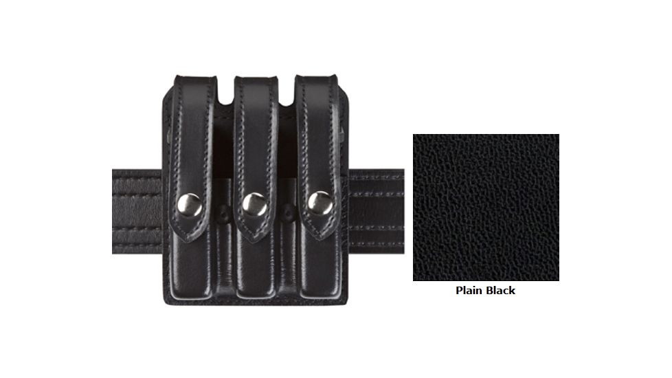 Safariland Model 777 Slim Triple Mag Pouch w/Flap Plain Black Fits Glock 17 777-83-2PBL