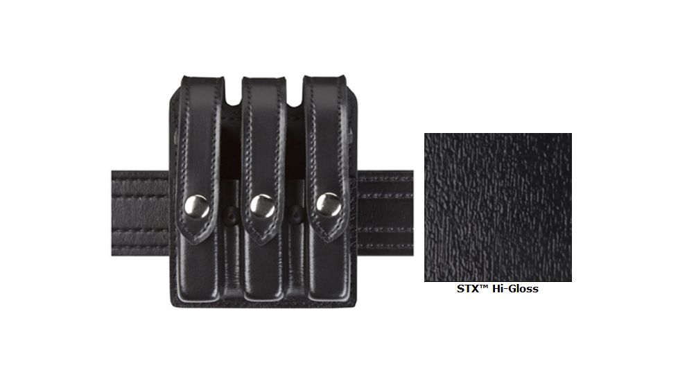 Safariland Model 777 Slim Triple Mag Pouch w/Flap STX Hi-Gloss Fits Glock 17 777-83-49PBL