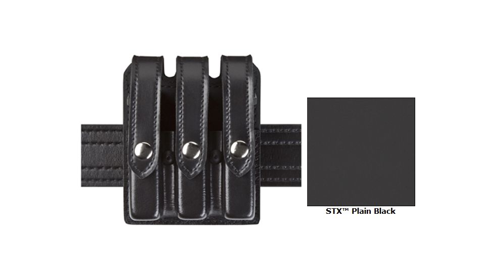 Safariland Model 777 Slim Triple Mag Pouch w/Flap STX Plain Fits Glock 17 777-83-41PBL