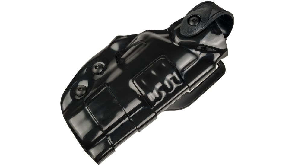 Safariland Raptor Level III, Mid-Ride UBL, Right Hand, STX Hi-Gloss Black Hood Guard Installed 6270-93-491-H