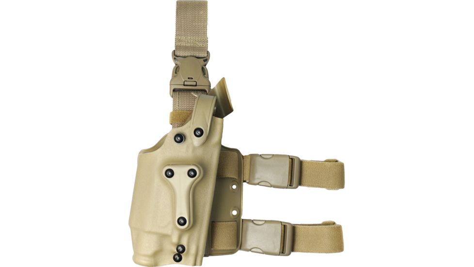 Safariland 6035 SLS Military Thigh Holster - STX FDE Brown, Right Hand - Beretta 92F w/Light, 4.9in BBL 7312-551 