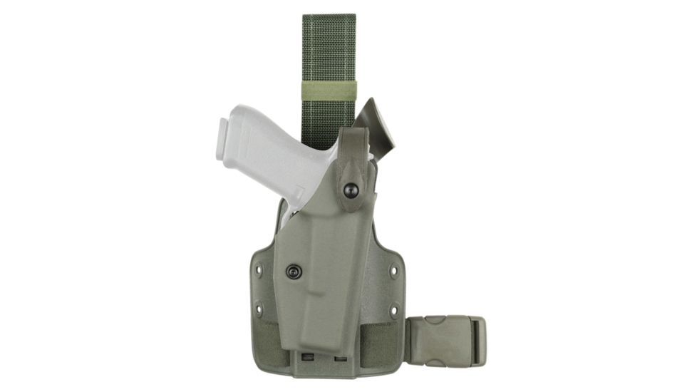 Safariland SLS Tactical Holster, Right Hand, OD Green DFA on Single Leg Strap 6004-18021-561-MS25