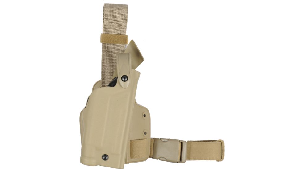 Safariland 6004 SLS Thigh Holster - STX FDE Brown, Right Hand - Leg Shroud Single Strap - Sig P226 w/Light 