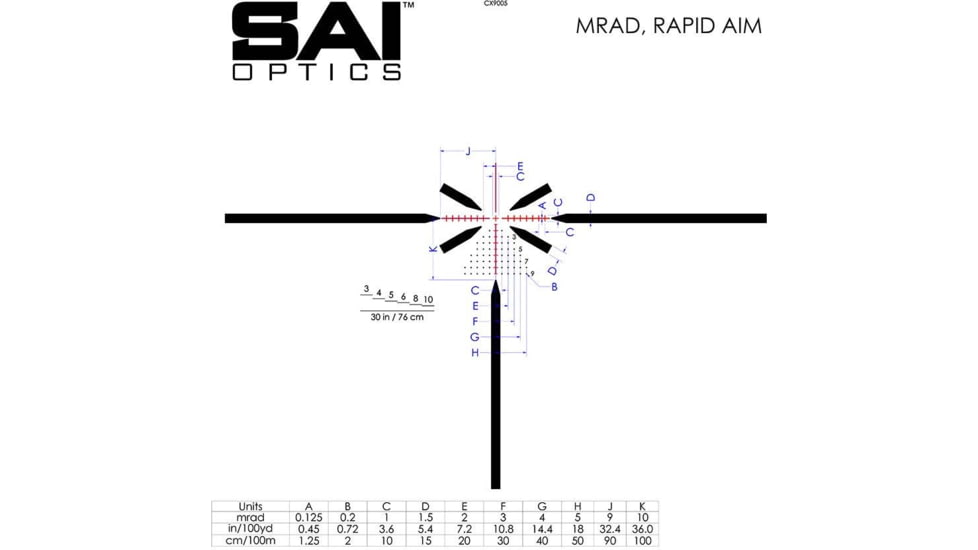 SAI Optics 1-6x24 30mm Tube Rifle Scope, MIL Reticle RAF, Black, RNG16-BK22-MA1