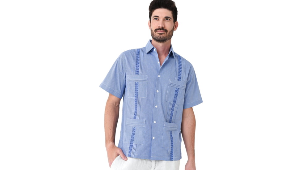 Saint Bernard Short Sleeve Gingham Guayabera Shirt - Mens, sl-gi-gura-shirt