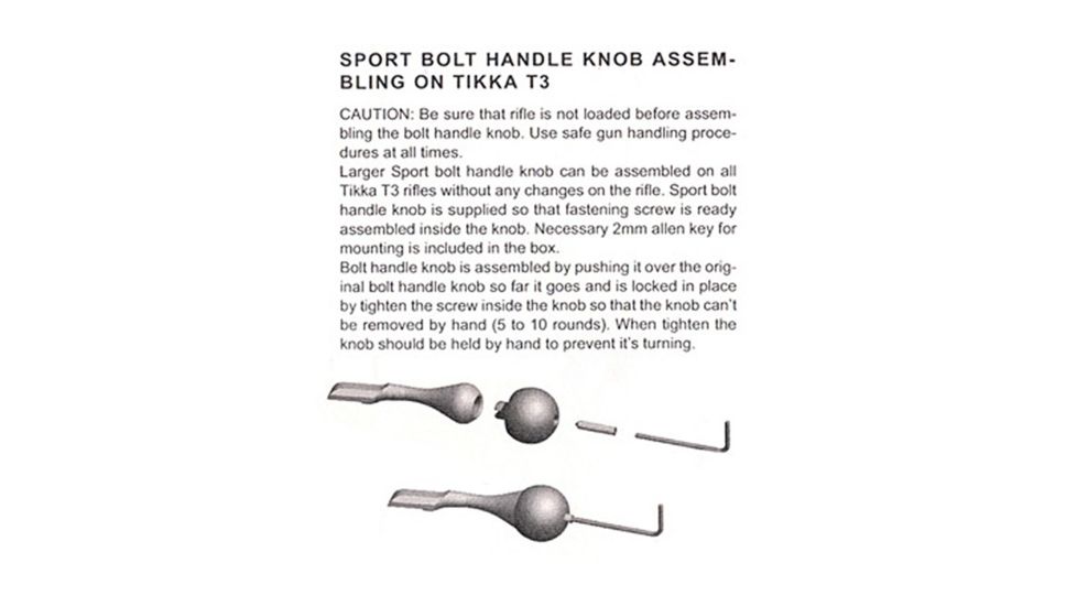 Sport Bolt Handle for Tikka T3, Black, Extra Large
