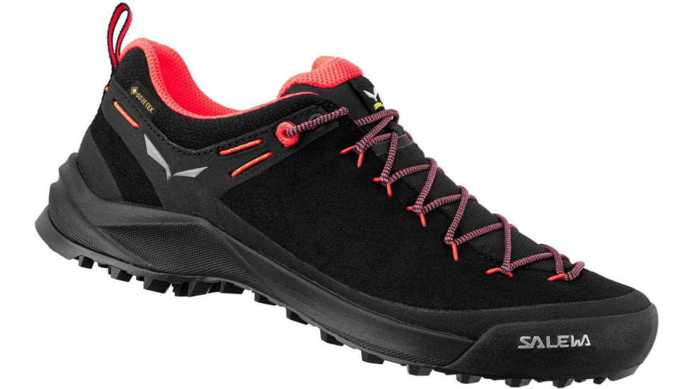 Salewa Wildfire Leather Approach Shoes - Womens, Black/Fluo Coral, 9, 00-0000061396-936-9