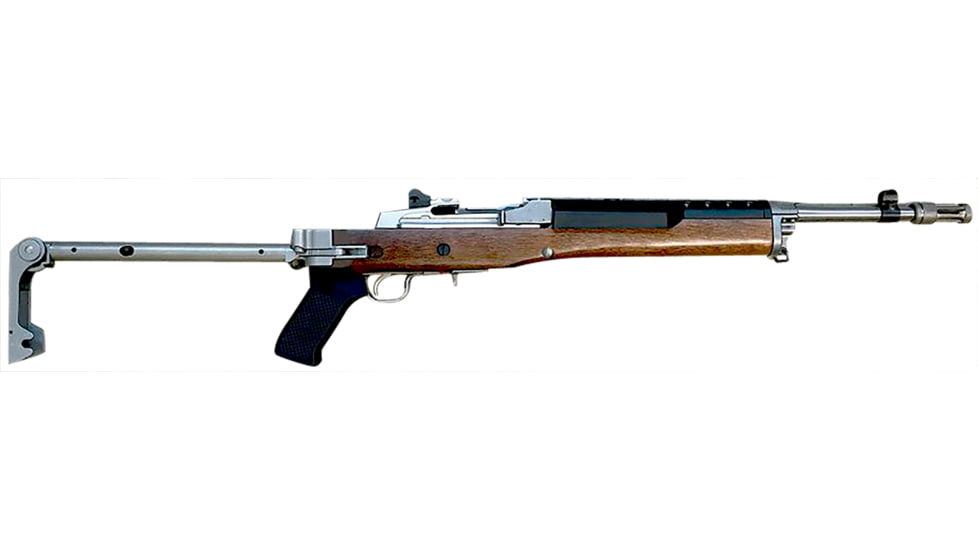 Samson Ruger Mini-14 Folding Stock w/Polymer Grip, Stainless Steel, Walnut Finish, Right Hand, 10-00001-00