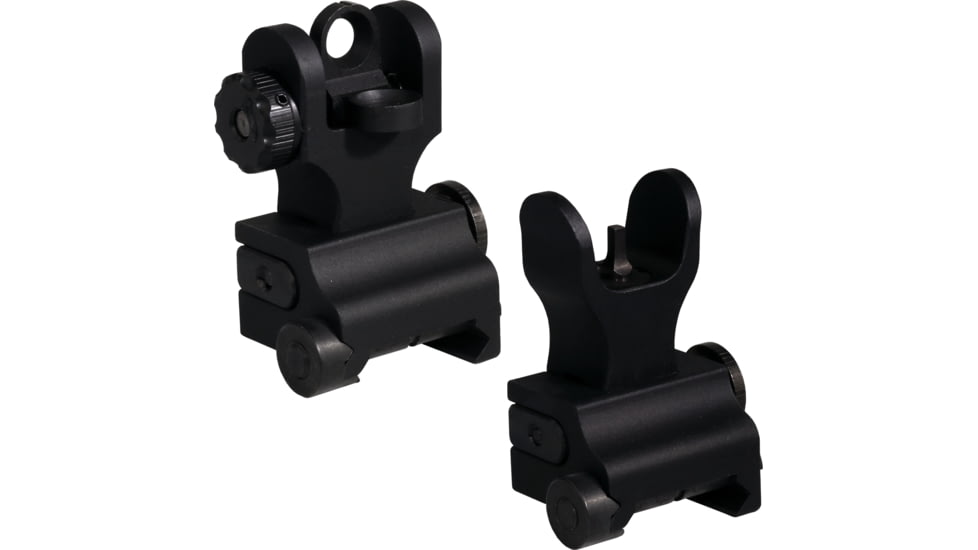 Samson Aluminum Top Mounted Deployable Front and Rear Sight, AR-15, A2 Rail Front, Black, QF-A2-A2 PKG