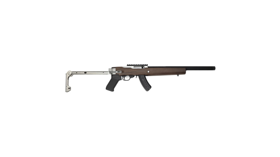 Samson B-TM Ruger 10/22 with Bull Barrel Folding Walnut Stock, Stainless Steel Finish, Brown, 10-00046-00