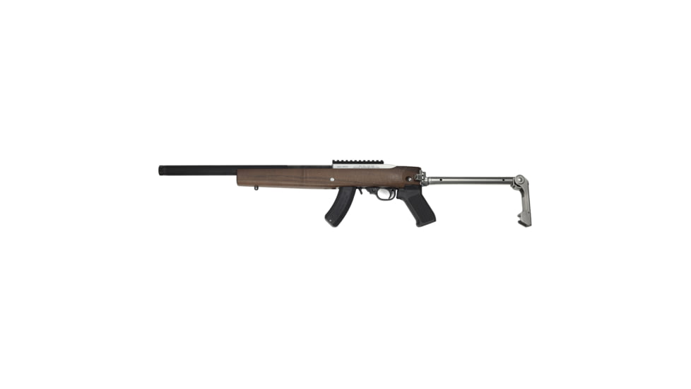 Samson B-TM Ruger 10/22 with Bull Barrel Folding Walnut Stock, Stainless Steel Finish, Brown, 10-00046-00