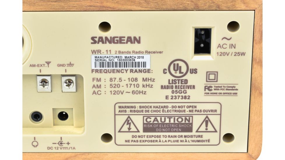Sangean AM/FM Analog Tuning w/ LED Indicator, Dynamic Bass, Rec Out, Walnut WR-11