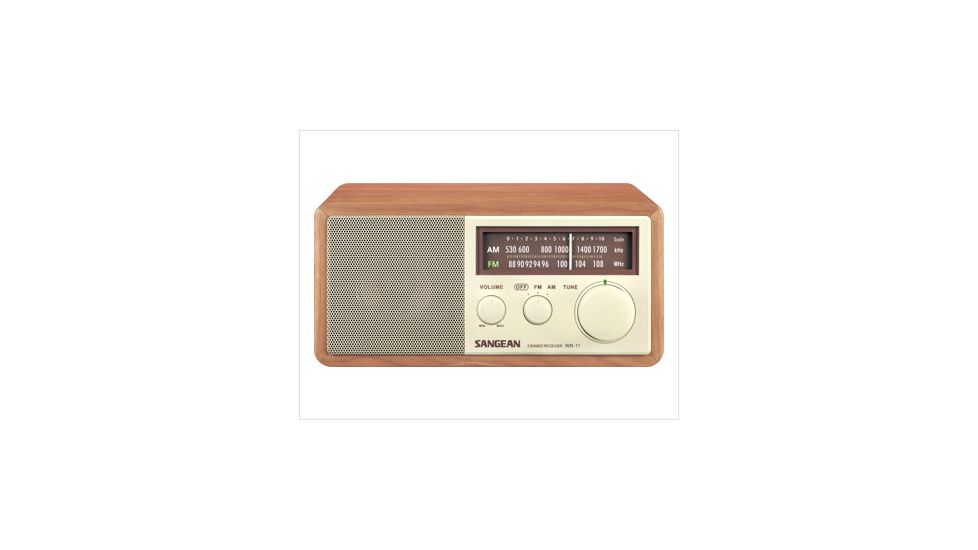 Sangean AM/FM Analog Tuning w/ LED Indicator, Dynamic Bass, Rec Out, Walnut WR-11