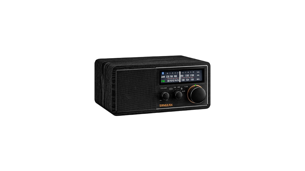 Sangean AM / FM / Aux-in / Bluetooth Wooden Cabinet Radio, Black, SG-118