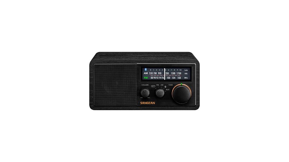 Sangean AM / FM / Aux-in / Bluetooth Wooden Cabinet Radio, Black, SG-118