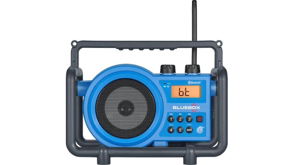 Sangean AM/FM/Bluetooth/Aux-in Ultra Rugged Rechargable Digital Tuning Radio, Blue, Small, BB-100
