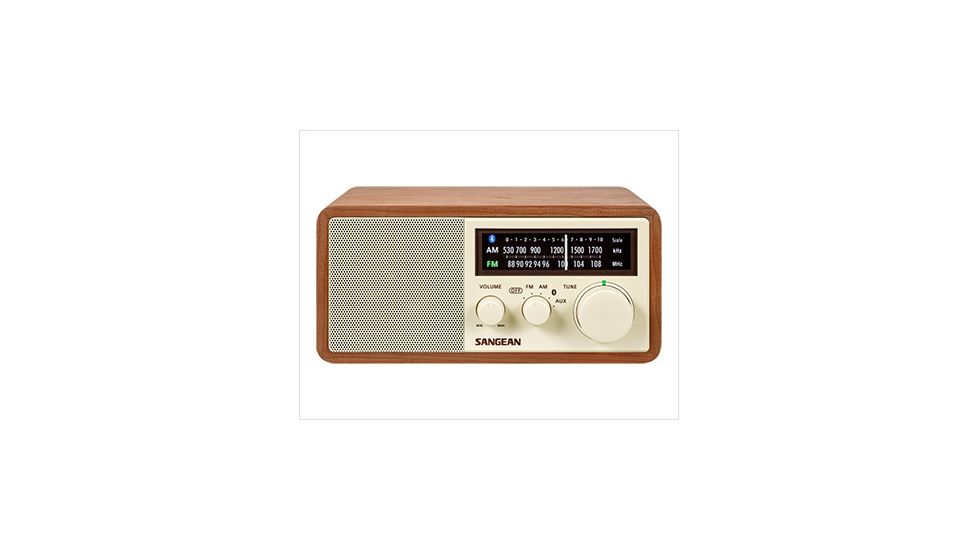 Sangean AM/FM Bluetooth Wooden Cabinet Radio, Walnut, Medium, WR-16