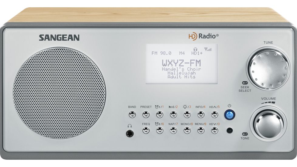 Sangean AM/FM HD Wooden Cabinet Radio, Walnut, Med HDR-18