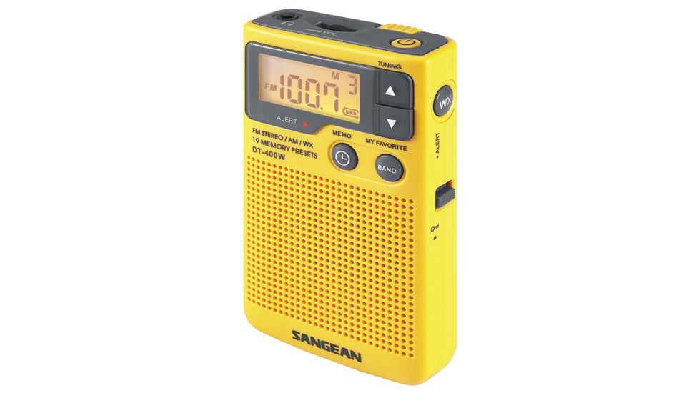 Sangean AM/FM/NOAA Weather Emergency Alert, Speaker, Digital Tuning, Yellow DT-400W