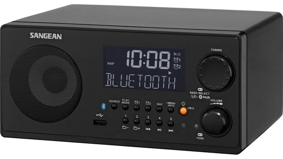 Sangean AM/FM-RDS/Bluetooth Wireless/USB Digital Tuning Receiver, Black WR-22 BK