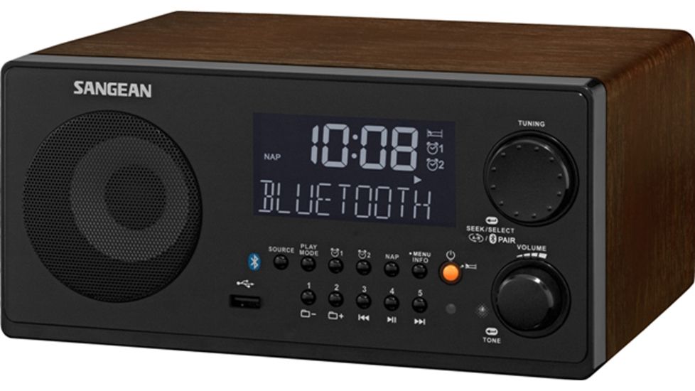 Sangean AM/FM-RDS/Bluetooth Wireless/USB Digital Tuning Receiver, Walnut WR-22WL