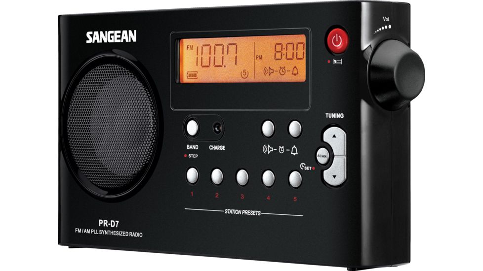 Sangean AM/FM Stereo Digital Tuning, Sleep &amp; Snooze Alarm, Black PR-D7 BK