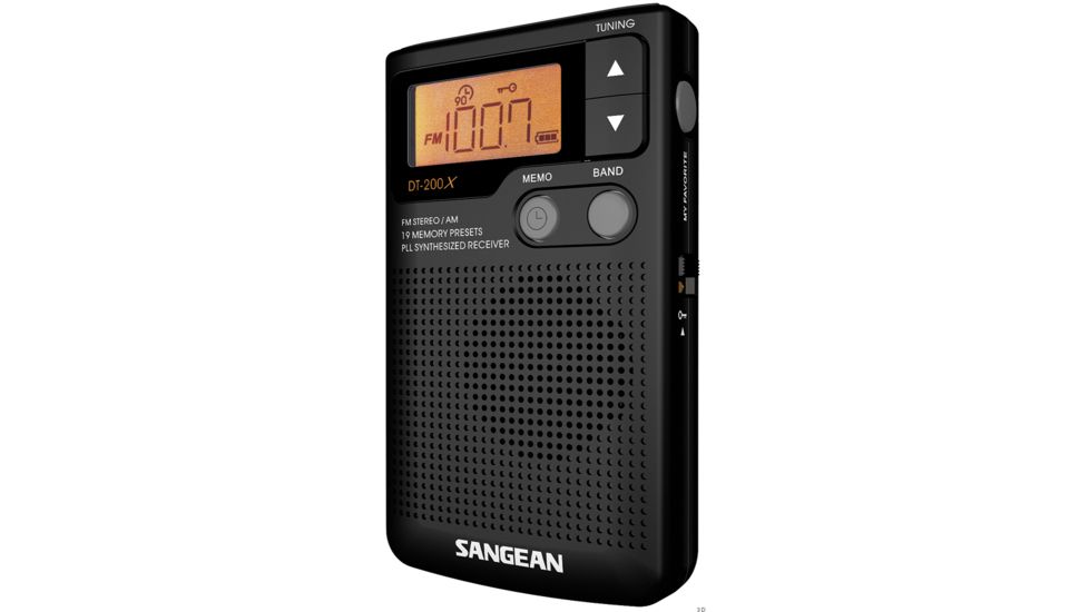 Sangean AM/FM Stereo, Speaker, Clock, Digital Tuning Pocket Radio, Black DT-200X