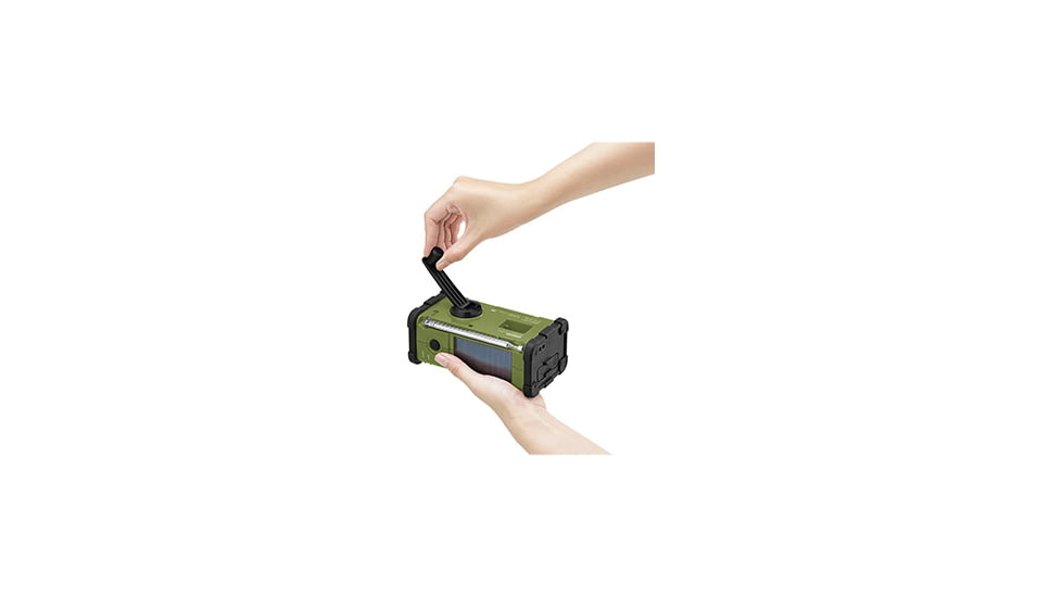 Sangean AM / FM / Weather / Handcrank / Solar / Emergency Alert Radio, Green-Black, SG-112