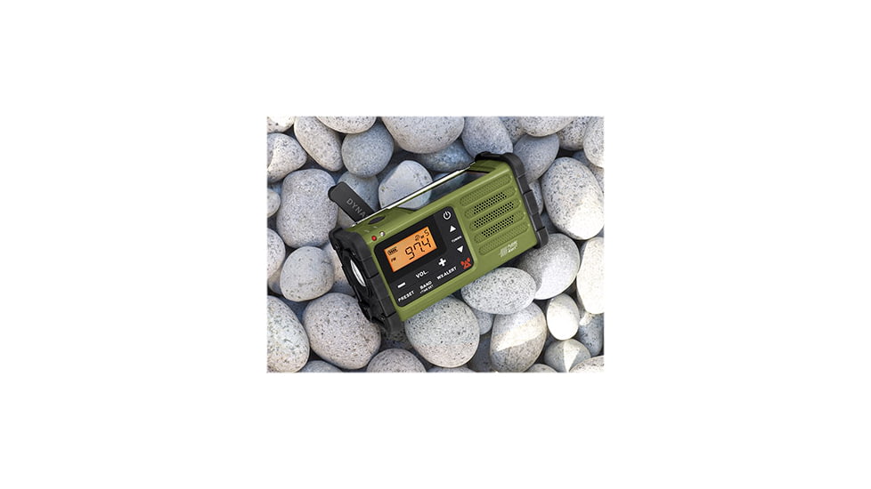 Sangean AM / FM / Weather / Handcrank / Solar / Emergency Alert Radio, Green-Black, SG-112