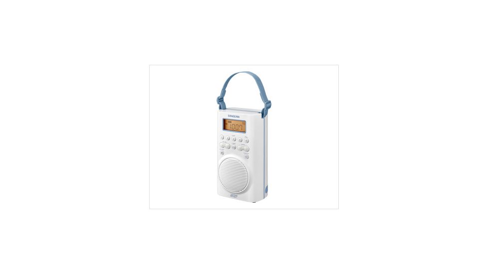 Sangean AM/FM/WX Waterproof Shower Radio Vertical Compact Design, White, Small, H-205