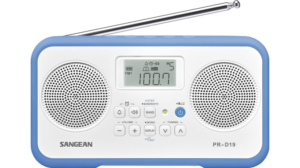 Sangean PR-D19 FM Stereo/AM Portable Radio, White/Blue PR-D19BU