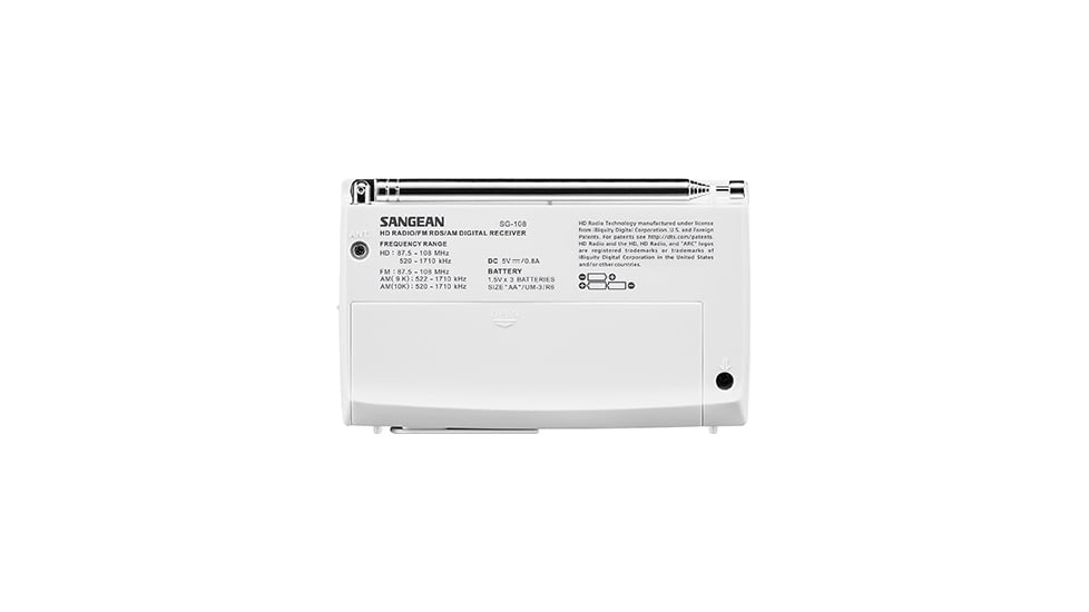 Sangean HD Radio / FM-RBDS / AM Portable Radio, White-Gray, SG-108