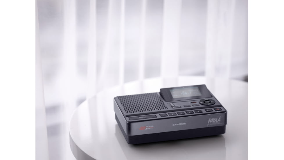 Sangean S.A.M.E. Weather Hazard Alert Radio w/ AM/FM Clock, Public Alert Radio, NOAA, Black/ gray CL-100