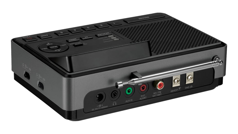 Sangean S.A.M.E. Weather Hazard Alert Radio w/ AM/FM Clock, Public Alert Radio, NOAA, Black/ gray CL-100