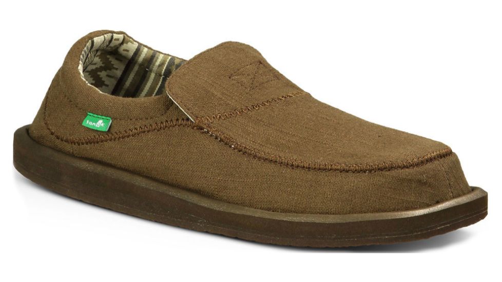 Sanuk Chiba Stitched Casual Shoe - Mens-Dark Brown-Medium-10 US