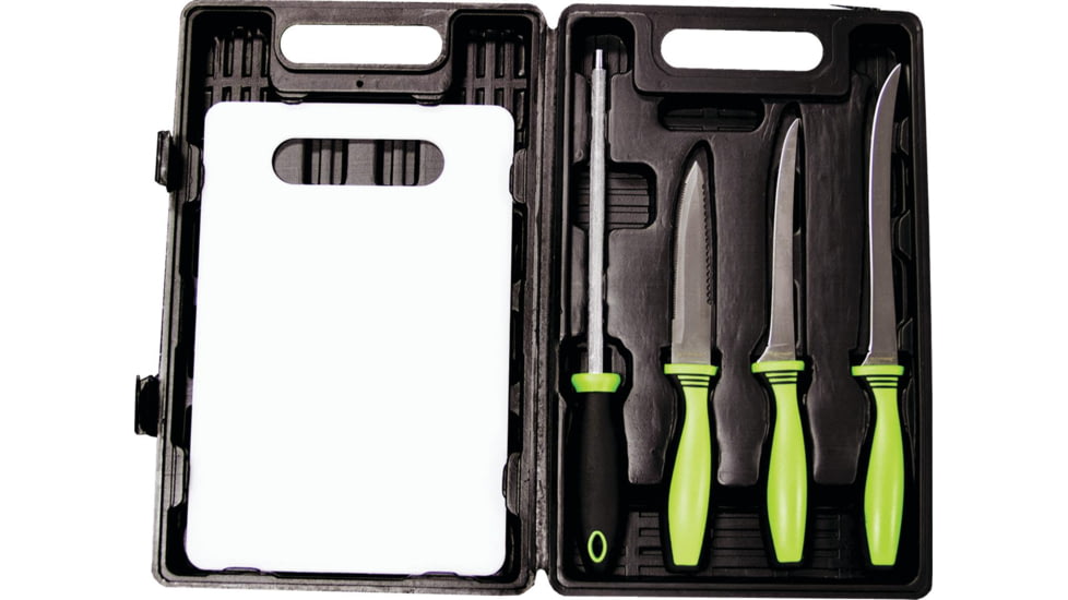 Sarge Anglers Edge - 5pc Fishing Kit, 420 stainless steel, green handles, SK-130
