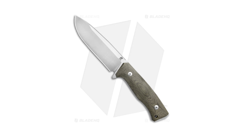 Saturn Knives Titano Fixed Blade Knife, 6.00in, Sleipner Steel, Drop Point Blade, Micarta Green Handle, Steel/Green, 11.125in, BHQ-137381