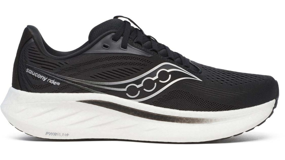 Saucony Ride 18 - Mens, Black/White, 10, S21000-100-M-10