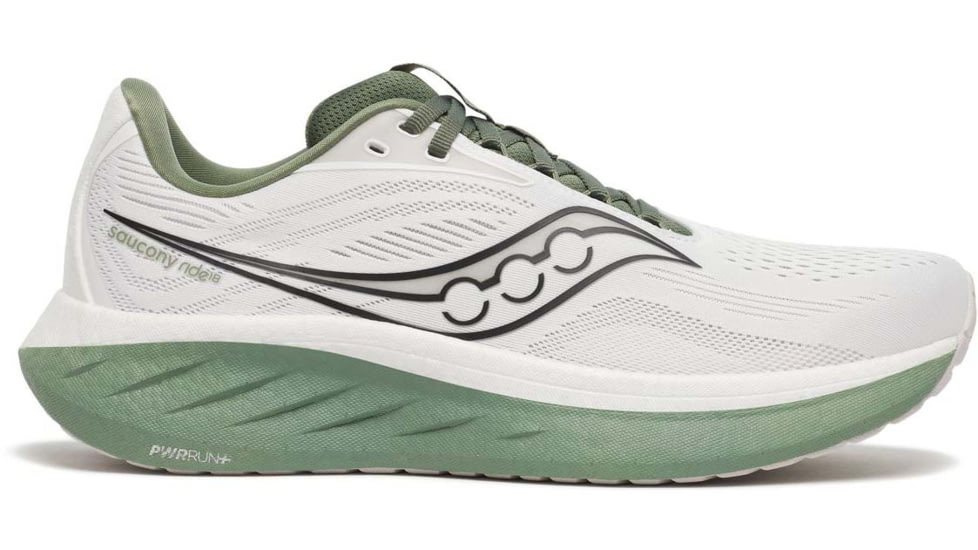 Saucony Ride 18 - Mens, White/Olivine, 12, S21000-138-M-12