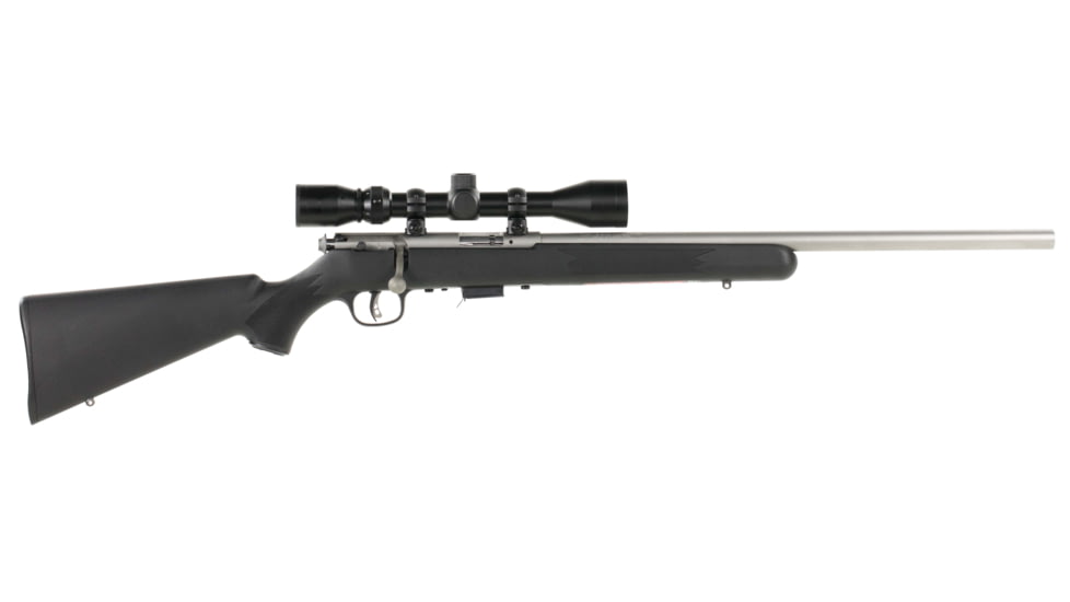 Savage Arms 93-FVSSxp Bolt Action Rifle, .22 Winchester Magnum Rimfire, 21in Heavy Barrel, 1-16, 3-9x40mm Scope, Synthetic Black Stock, Stainless, 95200-FRRMPG