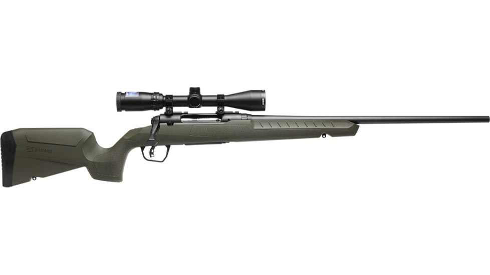 Savage Arms Axis 2 XP Bolt Action Rifle, 7mm-08 Remington, 20in Barrel, 1-9.5, 3-9x40mm Scope, Synthetic Green Stock, Blued Black, 32218-FRRMPG