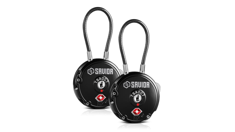 Savior Equipment 3 Digit Cable Lock, Pair, Black, Small, LK-ROUND-BK-DUAL