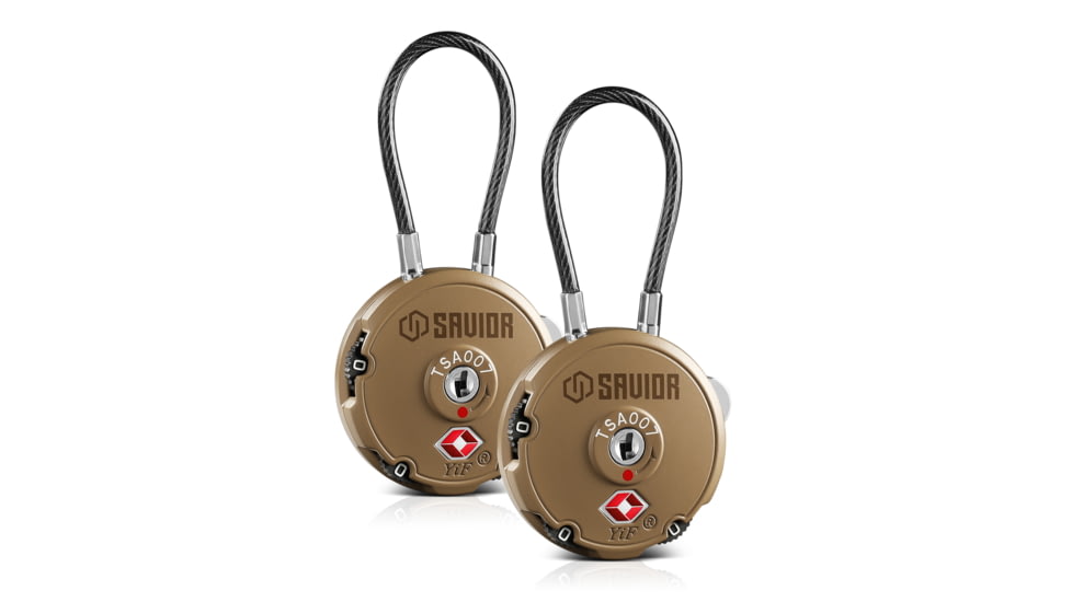 Savior Equipment 3 Digit Cable Lock, Pair, Dark FDE, Small, LK-ROUND-TN-DUAL