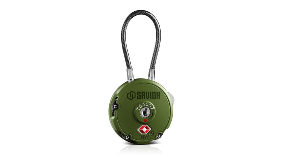 Savior Equipment 3 Digit Cable Lock, OD Green, Small, LK-ROUND-OG