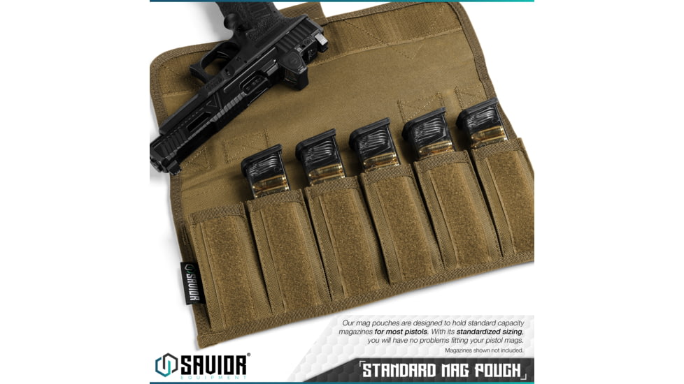 Savior Equipment 6 Slot Pistol Magazine Pouch, Dark FDE, MP-PS-X6-ST-TN